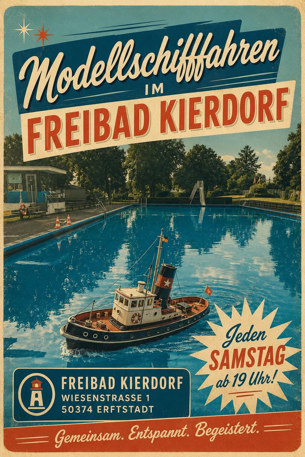 Flyer Modellbootfahren im Freibad Erftstadt-Kierdorf